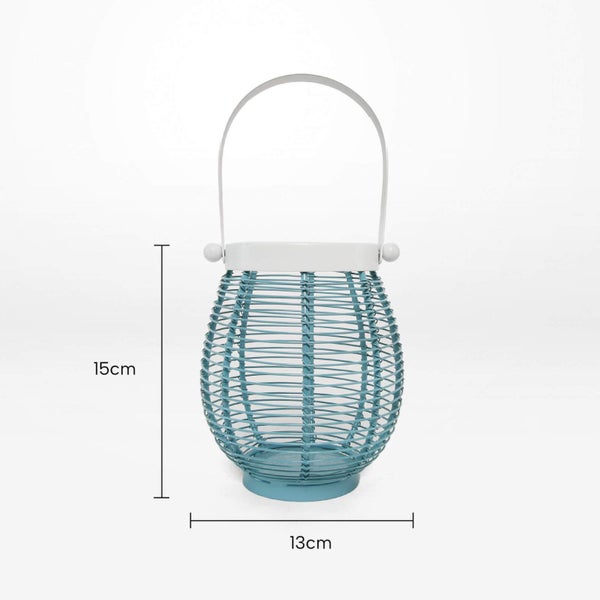 Rayell Lantern Lena Aqua Decorative Light Candle Holder Home Decor 13x15x13cm Carousel 2