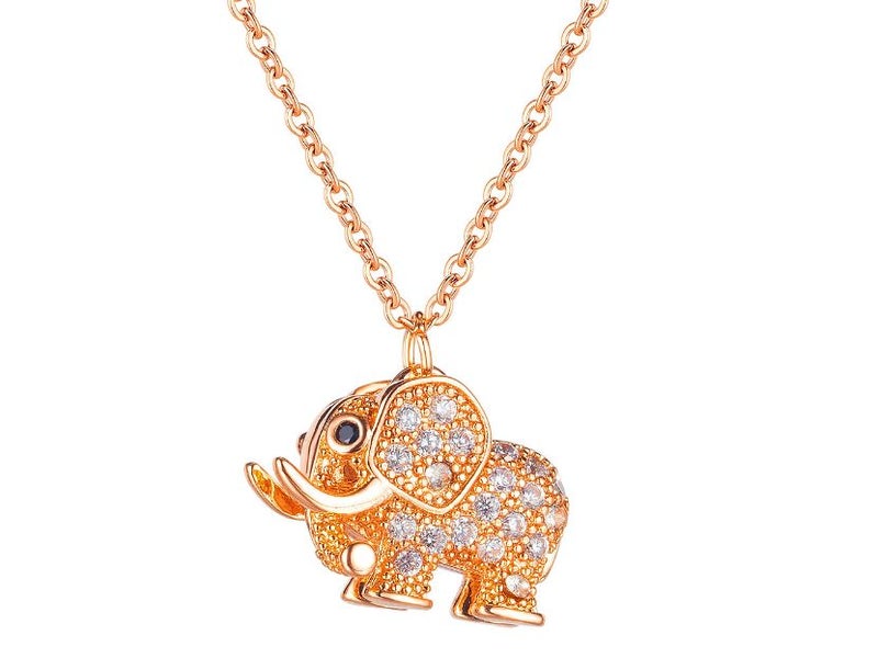 Elephant Rose Gold Pendant Stainless Steel Chain Necklace for Women Lady Girls Carousel 1