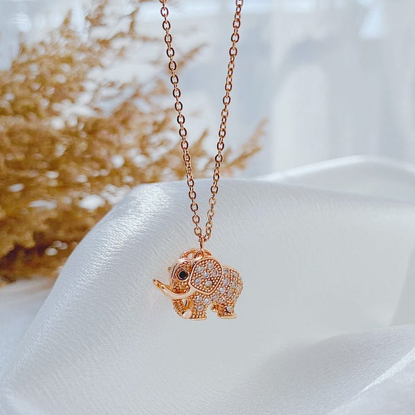 Elephant Rose Gold Pendant Stainless Steel Chain Necklace for Women Lady Girls Carousel 2