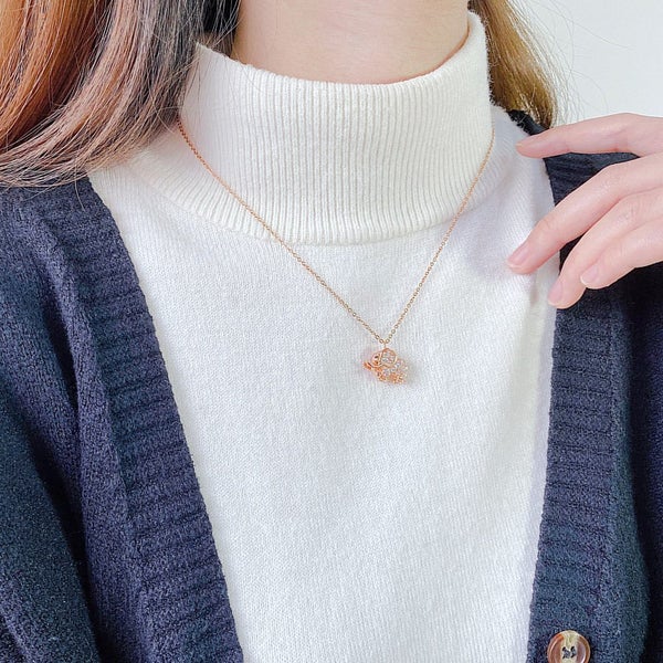 Elephant Rose Gold Pendant Stainless Steel Chain Necklace for Women Lady Girls Carousel 5