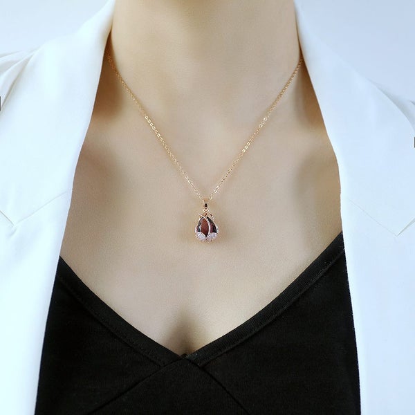 Amethyst Tulip Stainless Steel Necklace Carousel 4