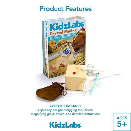 4M Kidzlabs Crystal Mining Kit, DIY Science Kit - Dig for gem Stones, For Boys & Carousel 2