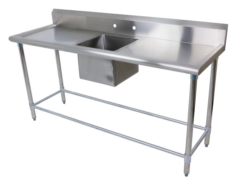 1.78m Stainless Steel Centre Sink Bench - 90cm Worktops + Splashback Carousel 1