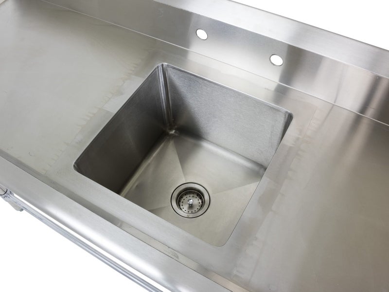 1.78m Stainless Steel Centre Sink Bench - 90cm Worktops + Splashback Carousel 3