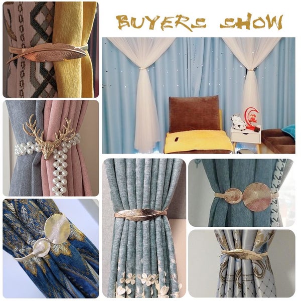 Golden Silver Color Elk Curtains Buckles Window Curtains Tieback Carousel 7