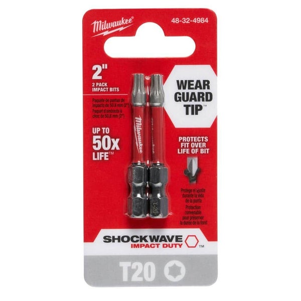Milwaukee 48324984 SHOCKWAVE 2 in. T20 Torx Alloy Steel Screw Driver Bits Set Carousel 1