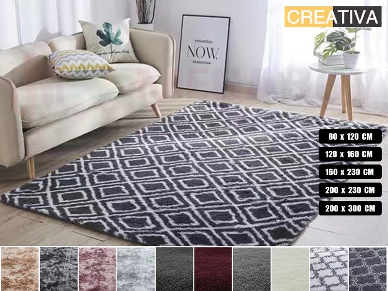 Shaggy carpet rug White 200x 230CM Carousel 15