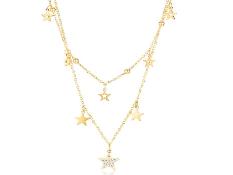 Double-layered Star Cubic Zirconia Necklace Carousel 1