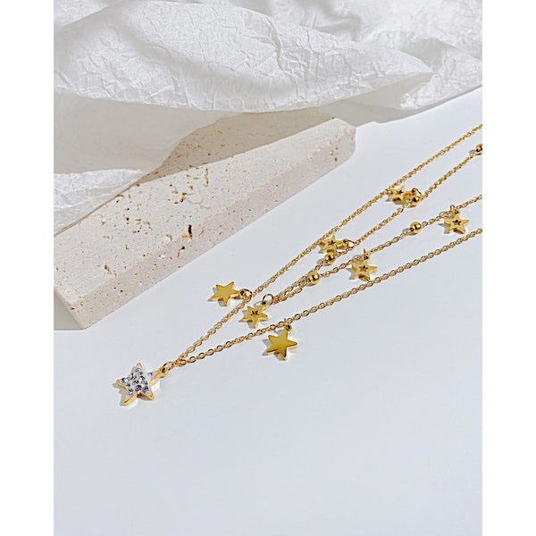 Double-layered Star Cubic Zirconia Necklace Carousel 2
