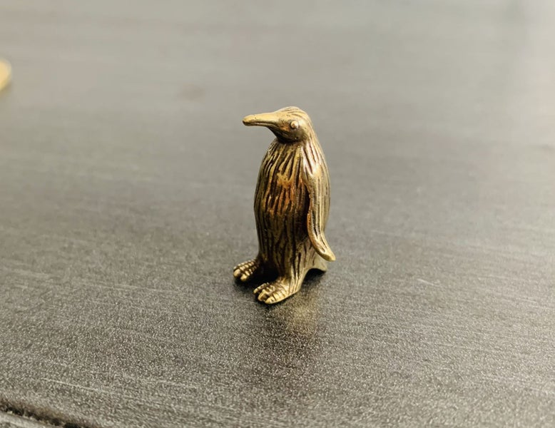 Antique Bronze Penguin Soldier Figurine Ornament Brass Sculptures Metal Decor Carousel 1