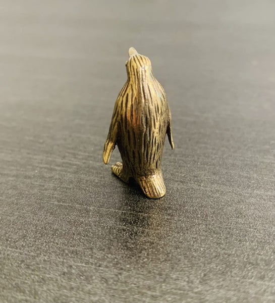 Antique Bronze Penguin Soldier Figurine Ornament Brass Sculptures Metal Decor Carousel 6