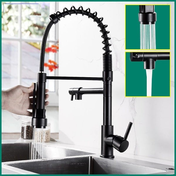 * Kitchen Mixer Tap ware with 2 flexible spout Matt Black * Carousel 1
