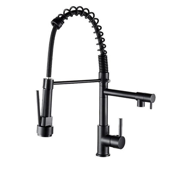 * Kitchen Mixer Tap ware with 2 flexible spout Matt Black * Carousel 2