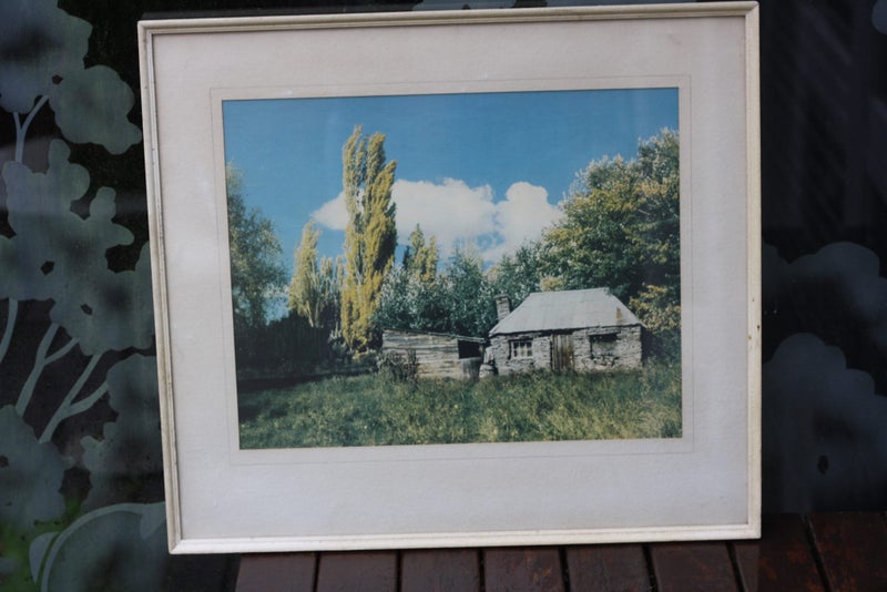 Vintage print of a early settler's cottage Carousel 1