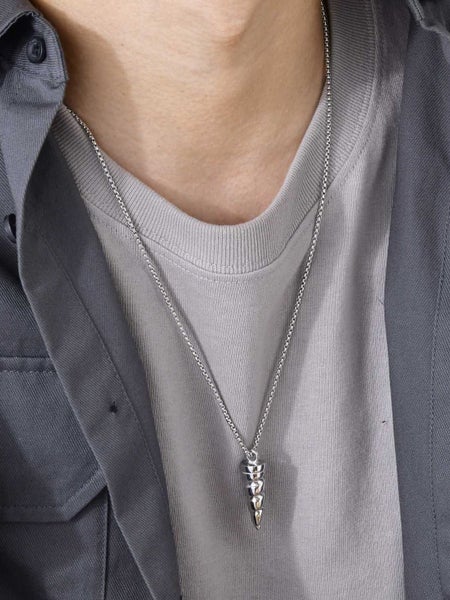 Men's Stainless Steel Irregular Edgy Drill Pendant Necklace Carousel 2