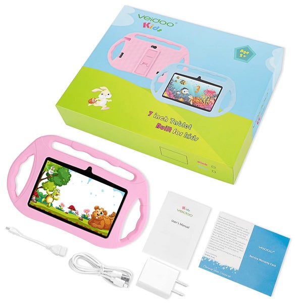 Veidoo 7” Android Tablet with protective case - Pink Carousel 6