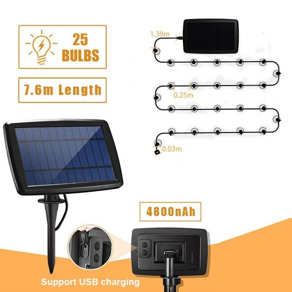 Outdoor Solar Lights String Lamp IP65 Waterproof G40 Bulbs Garland Carousel 1