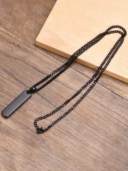 Men's Stainless Steel Gun-Metal Black Minimalist Necklace Carousel 1