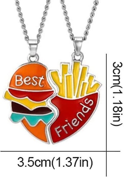 3 Pairs Friendship Necklace Fries And Burger Pattern Daily Necklace Matching Nec Carousel 5