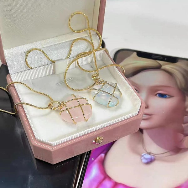 2 Pcs Birth Stone Heart Necklace Diamond Castle Necklaces Heart Pendant Jewelry Carousel 1