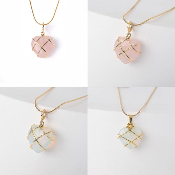 2 Pcs Birth Stone Heart Necklace Diamond Castle Necklaces Heart Pendant Jewelry Carousel 2