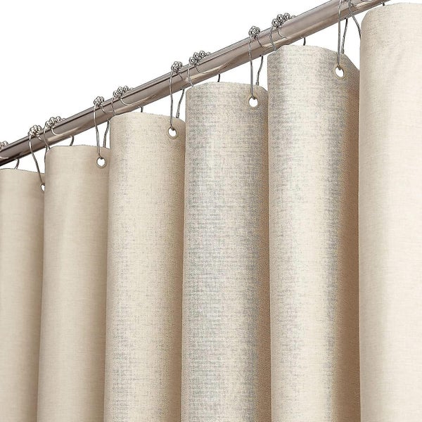 180 X 180 Cm - Beige/cream Fabric Shower Curtain, Textured Heavy Duty Polyester Carousel 1