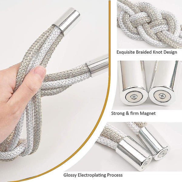 2 Pack Strong Magnetic Curtain Tiebacks-beige And White Carousel 2