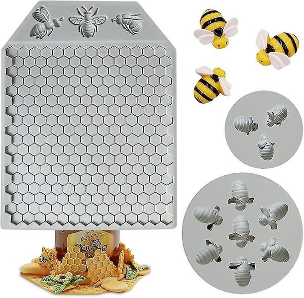 3pcs 7 Cavity Bumble Bee Silicone Mold Honeycomb Bees Silicone Fondant Cake Mold Carousel 1