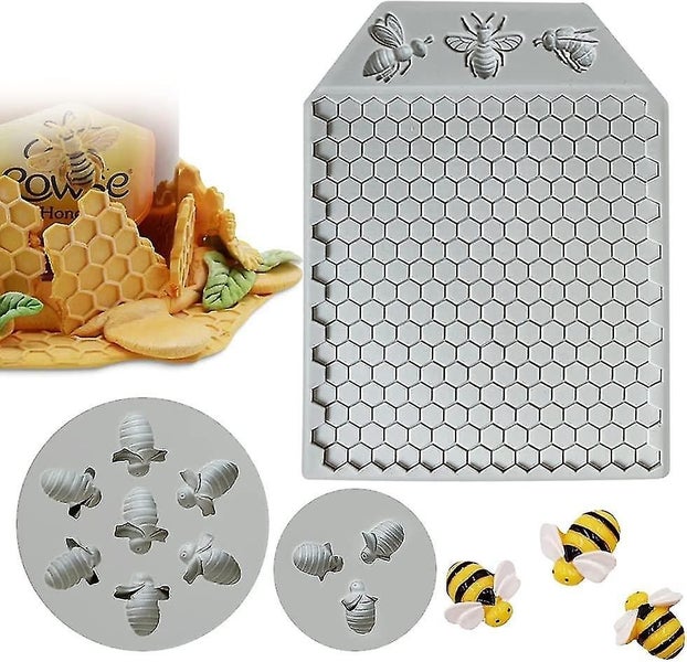 3pcs 7 Cavity Bumble Bee Silicone Mold Honeycomb Bees Silicone Fondant Cake Mold Carousel 2