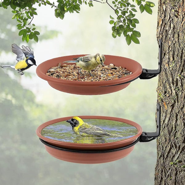 2 Pack Wall Mounted Hanging Bird Feeder, Bird Bath Bowl & Bird Feeder For Attrac Carousel 1