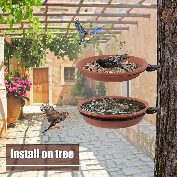 2 Pack Wall Mounted Hanging Bird Feeder, Bird Bath Bowl & Bird Feeder For Attrac Carousel 2
