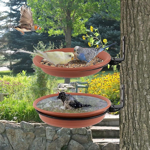 2 Pack Wall Mounted Hanging Bird Feeder, Bird Bath Bowl & Bird Feeder For Attrac Carousel 4