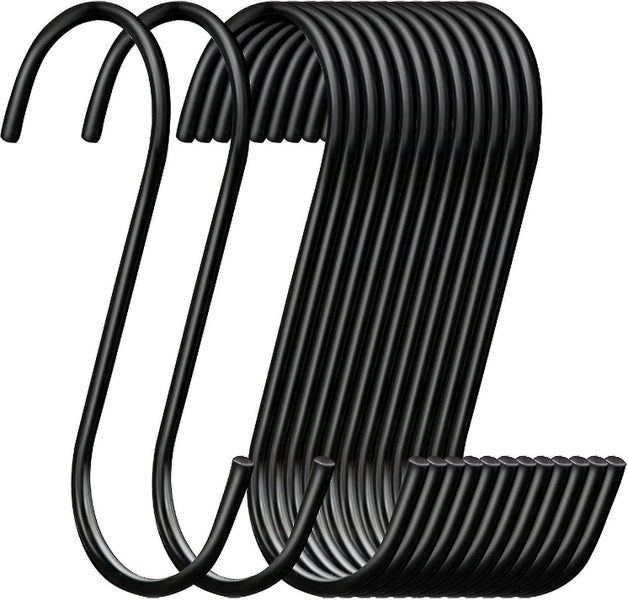 30 Pack S Hooks Black Steel S Shaped Hooks For Hanging Pans Pots Plants Bags To Carousel 1
