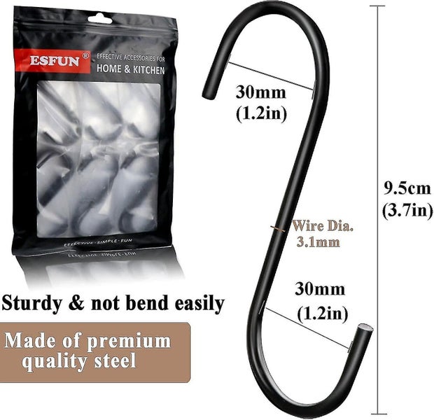 30 Pack S Hooks Black Steel S Shaped Hooks For Hanging Pans Pots Plants Bags To Carousel 2