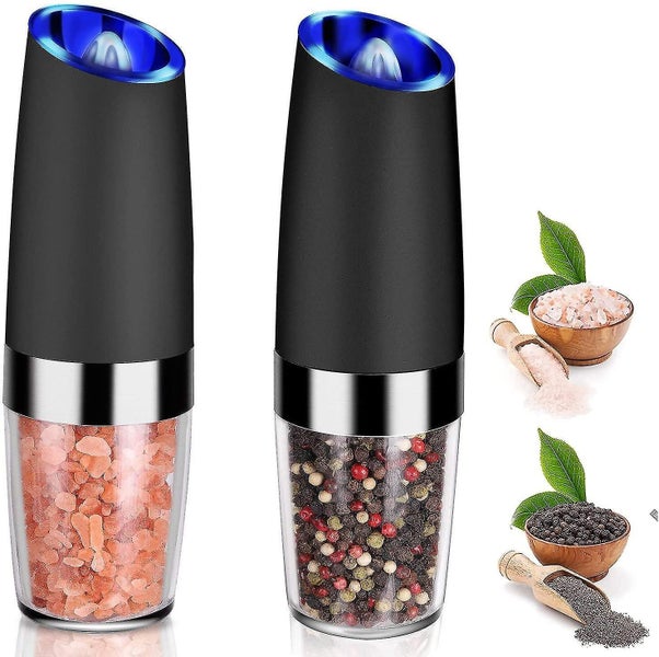 2 Pcs Gravity Electric Salt And Pepper Grinder Set, Battery Salt Pepper Mill Carousel 1