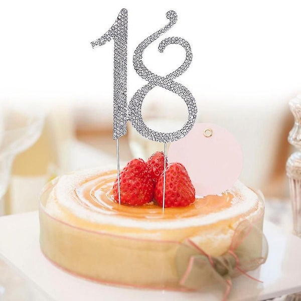 18 Cake Topper For 18th Birthday Party Or Anniversary Crystal Rhinestones Decora Carousel 2