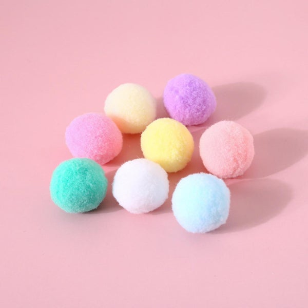 20x Cats Favorite For Chase Plush Ball Toy Pom Pom Balls Color Random 3cm Carousel 5