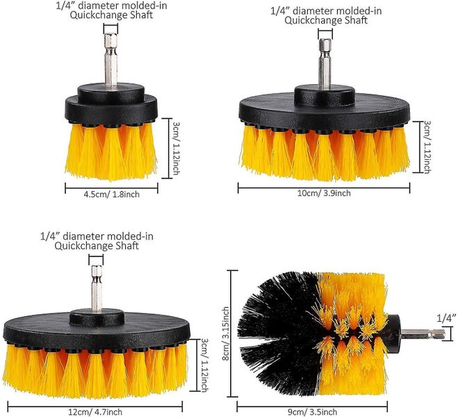 4-piece Cleaning Brush Set Brush For Car Drill Carpet Bathtub Kitchen Tile Toile Carousel 2
