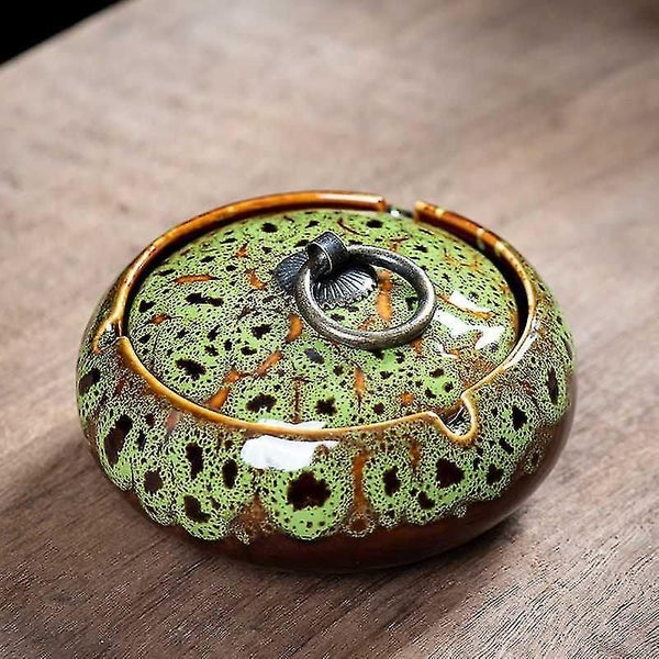 Ashtray With Lid, Cigarette Ceramic Ashtray, Outdoor Windproof Ashtray With Lid Carousel 1