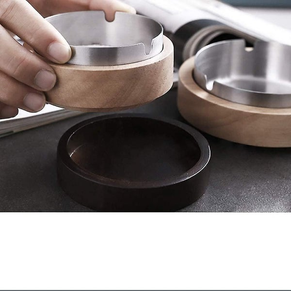 Ashtray For Outdoor Use With Lid, Ashtray Stainless Steel + Wood Carousel 4