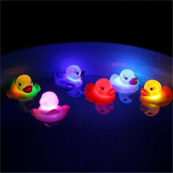 6x Cute Led Flashing Light Floating Duck Bath Tub Shower Rubber Toys For Kid Carousel 1