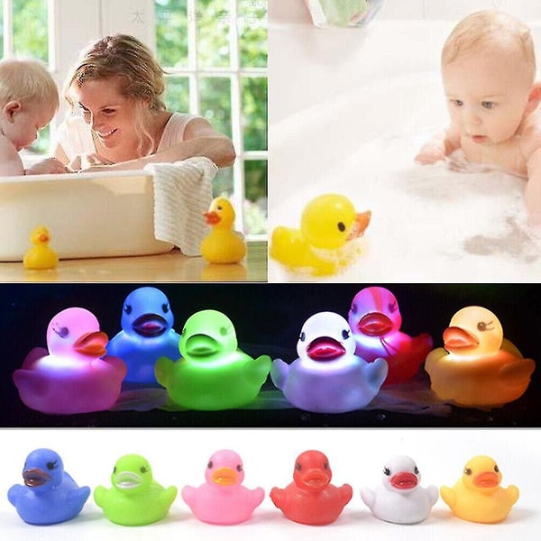 6x Cute Led Flashing Light Floating Duck Bath Tub Shower Rubber Toys For Kid Carousel 2