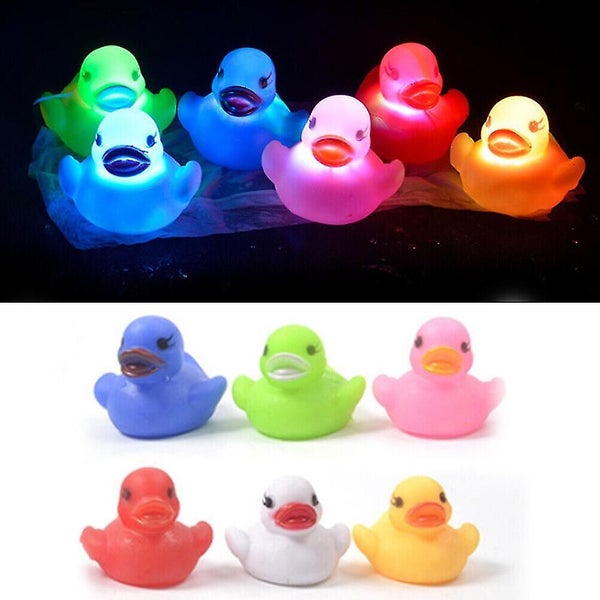 6x Cute Led Flashing Light Floating Duck Bath Tub Shower Rubber Toys For Kid Carousel 4