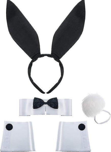 Bunny Accessory Set Rabbit Ear Headband Bow Tie Cuffs Tail For Costume Party Carousel 1