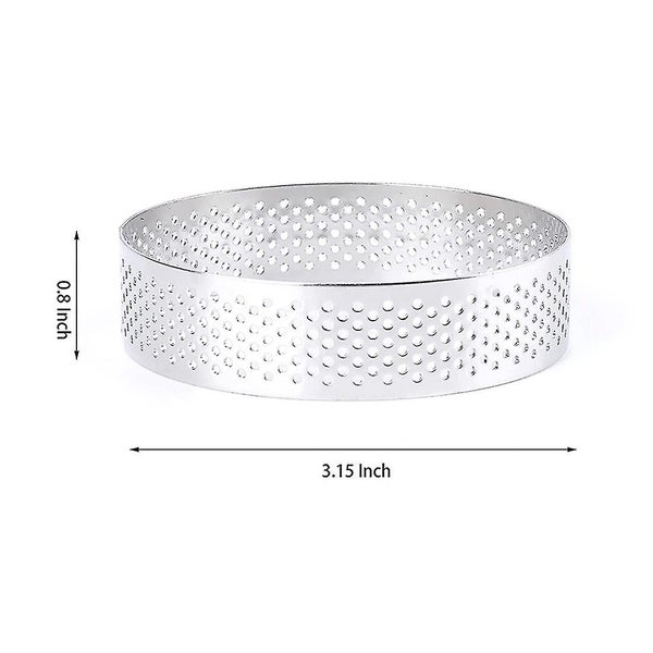 9 Pack Round Tart Ring, Mousse Rings, Stainless Steel Heat-resistant Perforated Carousel 2