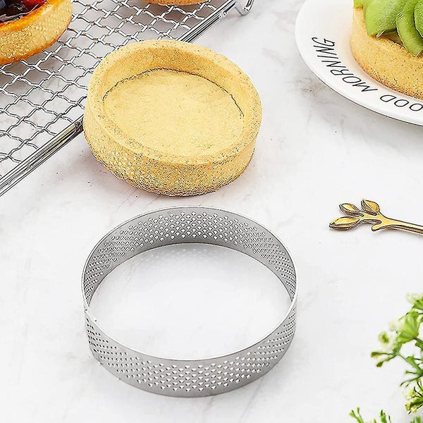 9 Pack Round Tart Ring, Mousse Rings, Stainless Steel Heat-resistant Perforated Carousel 5