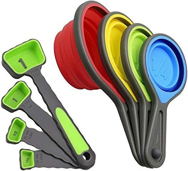 Collapsible Silicone Measuring Cups & Measuring Spoons - Set 8psc Silicone Mesur Carousel 1