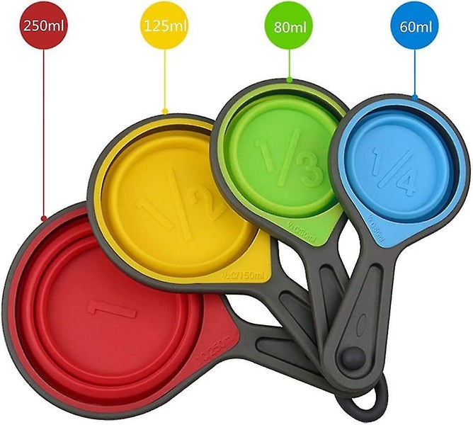 Collapsible Silicone Measuring Cups & Measuring Spoons - Set 8psc Silicone Mesur Carousel 2