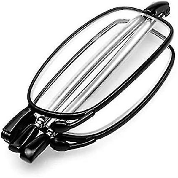 Compact Folding Reading Glasses Black With Flip Case Portable Rotation Eyeglass Carousel 2