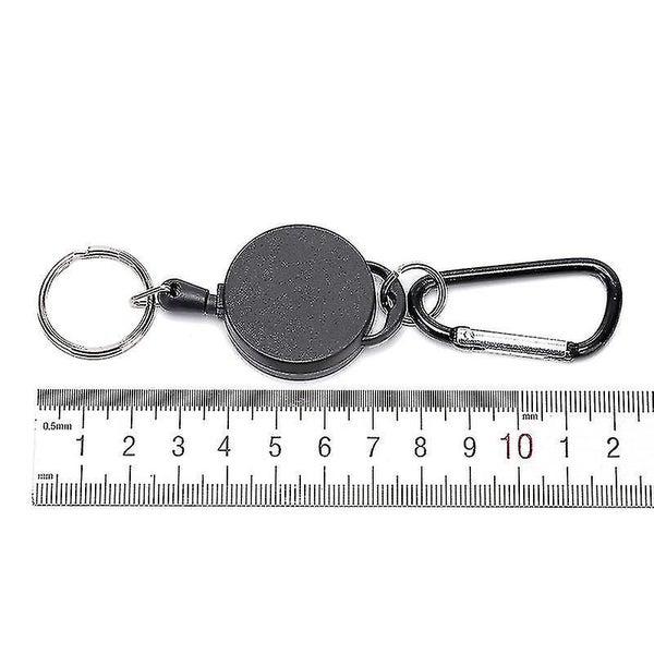 Black Retractable Key Chain Reel Steel Cord Recoil Belt Key Ring Badge Holder Carousel 2